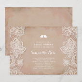 Vintages Brautparty in rosa Einladung (Vorne/Hinten)