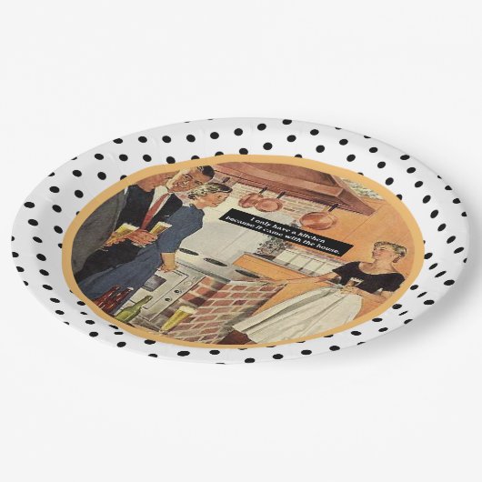 Vintages Brautparty Küche Cocktails Funny Pappteller (Schrägansicht)