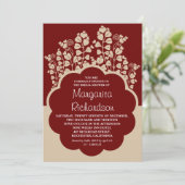 Vintages Brautparty lädt ein und Herzblüten Einladung (Stehend Vorderseite)