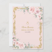 Vintages Brautparty mit blindfarbenem Rosa Einladung (Rückseite)