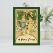 Vintages Brautparty mit Einladungen (Stehend Vorderseite)