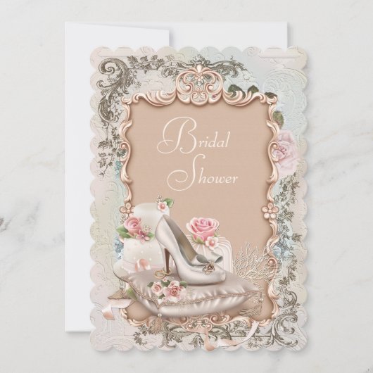 Vintages Brautparty mit High Heel Shoel Einladung (Vorderseite)