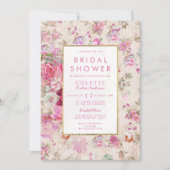 Vintages Brautparty mit  Rosa Einladung (Vorderseite)