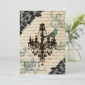 Vintages Brautparty Paris-Leuchters Einladung (Stehend Vorderseite)