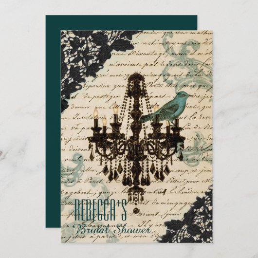 Vintages Brautparty Paris-Leuchters Einladung (Vorne/Hinten)