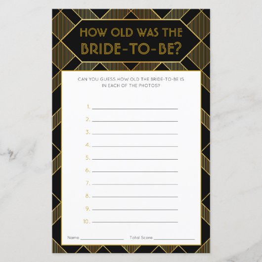 Vintages Brautparty-Spiel mit Schwarz-Weiß-Technik (Vorderseite)