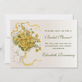 Vintages Brautparty Vintag Gelbe Blume Einladung