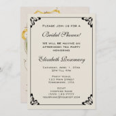 Vintages Brautparty Vintag Gelbe Blume Einladung (Vorne/Hinten)