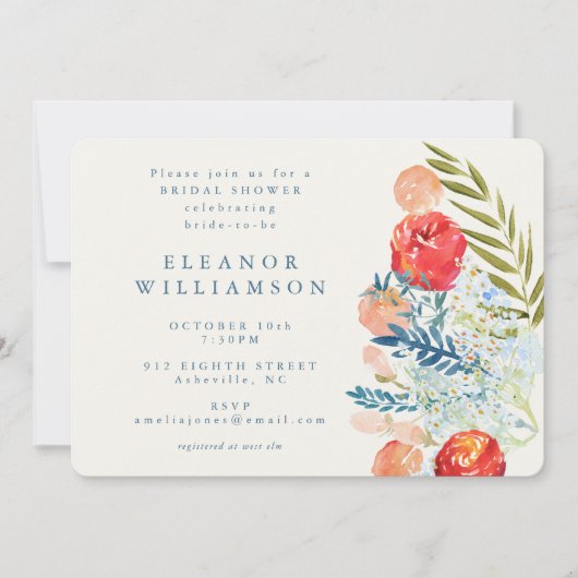 Vintages Brautparty Wasserfarben Einladung (Vorderseite)