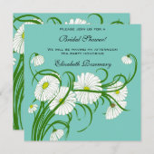 Vintages Brautparty, White Gerber Daisy Blume Einladung (Vorne/Hinten)