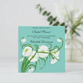 Vintages Brautparty, White Gerber Daisy Blume Einladung (Stehend Vorderseite)