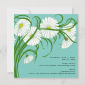 Vintages Brautparty, White Gerber Daisy Blume Einladung (Rückseite)