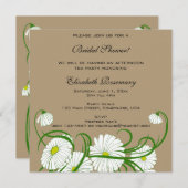 Vintages Brautparty, White Gerber Daisy Blume Einladung (Vorne/Hinten)