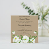 Vintages Brautparty, White Gerber Daisy Blume Einladung (Stehend Vorderseite)