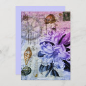 Vintages Brautparty zur Hochzeit von Lilienblüten Einladung (Vorne/Hinten)