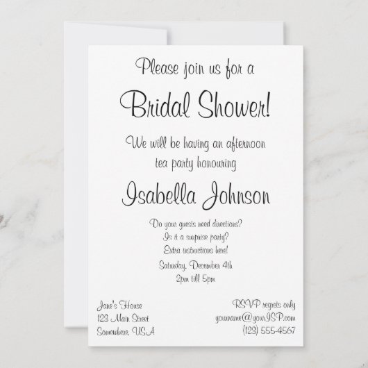 Vintages Bridgeschnitt Hochzeitstorte Brautparty Einladung (Rückseite)