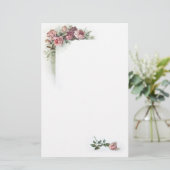 Vintages Briefpapier der rosa Rosen (Stehend Vorderseite)