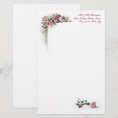 Vintages Briefpapier der rosa Rosen (Vorne/Hinten)