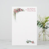 Vintages Briefpapier der rosa Rosen (Stehend Vorderseite)