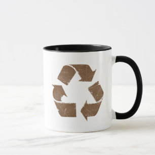 Vintages Brown recyceln Zeichen Tasse