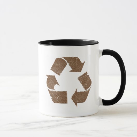 Vintages Brown recyceln Zeichen Tasse (Rechts)
