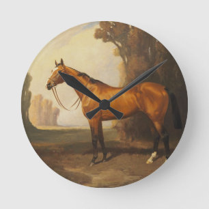 Vintages Brownthoroughbred-Pferd Runde Wanduhr