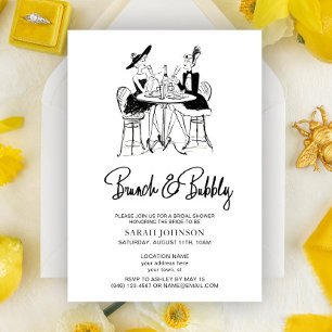 Vintages Brunch & Bubbly Champagner-Brautparty Einladung