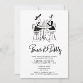 Vintages Brunch & Bubbly Champagner-Brautparty Einladung (Vorderseite)