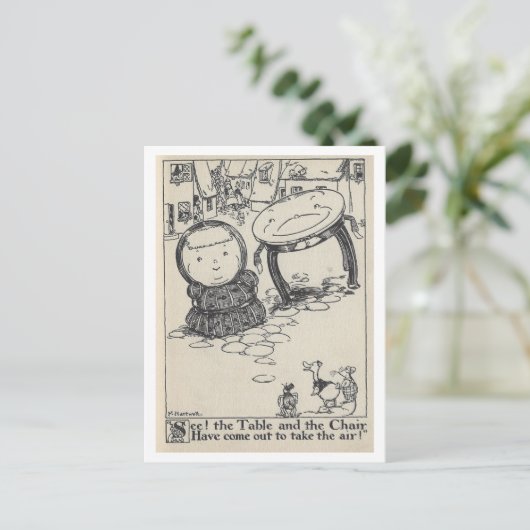 Vintages Buch Illustration Tafelstuhl Postkarte (Stehend Vorderseite)