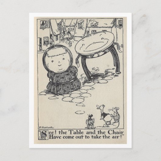 Vintages Buch Illustration Tafelstuhl Postkarte (Vorderseite)