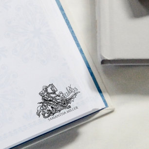Vintages Buch Saint George Drago Ex Libris Gummistempel