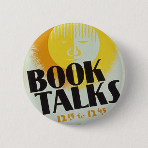 Vintages "Buch spricht" Abzeichen Button
