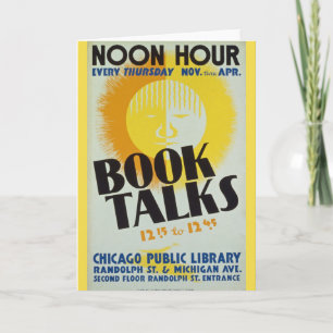 Vintages "Buch spricht" Gruß-Karte Karte