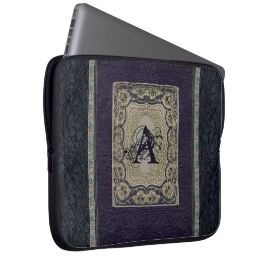 Vintages Buchdesign Mit Monogramm Laptopschutzhülle (Vorne Rechts)