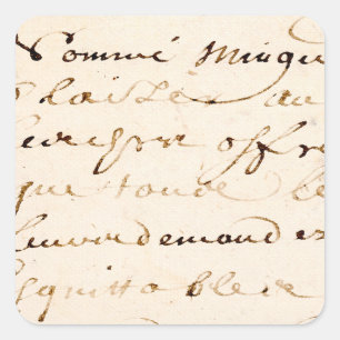 Vintages Buchstabe-Skript-Pergament TANs Quadratischer Aufkleber