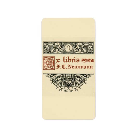 Vintages Buchzeichen Adressaufkleber (Vorne)