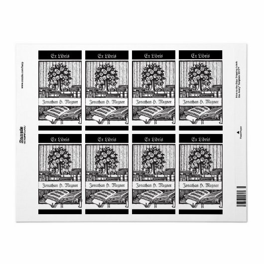 Vintages Buchzeichen, Baum, Bücher (Vorne)