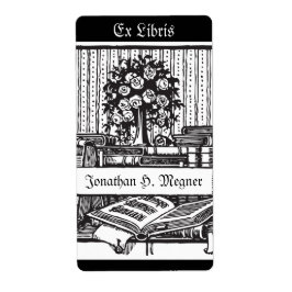 Vintages Buchzeichen, Baum, Bücher