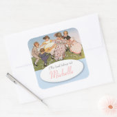 Vintages Buchzeichen für Kinder Quadratischer Aufkleber (Umschlag)