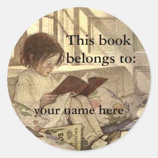 Vintages Buchzeichen Runder Aufkleber (Vorderseite)