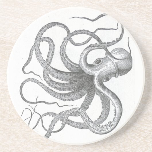 Vintages Buchzeichnen Seesteampunk Krake Sandstein Untersetzer (Vorne)