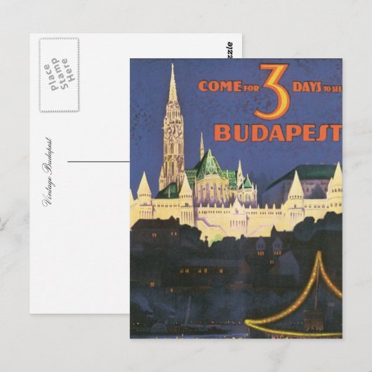 Vintages Budapest Postkarte (Vorne/Hinten)