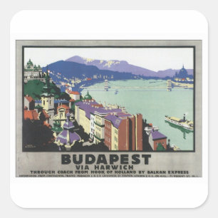 Vintages Budapest Ungarn Quadratischer Aufkleber