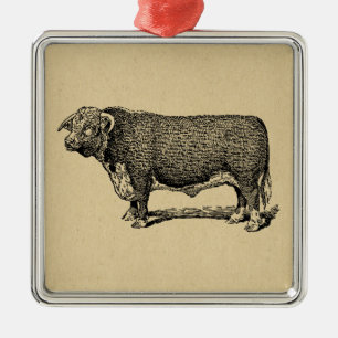 Vintages Bull Country & Farm Themenkunst Ornament Aus Metall