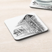 Vintages Bull im Stall Untersetzer (Linke Seite)