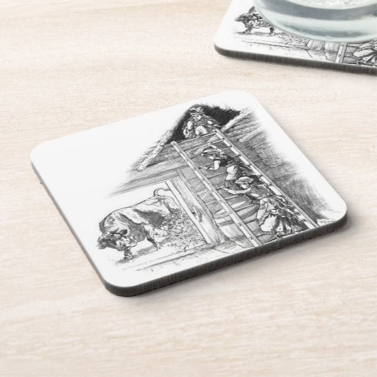 Vintages Bull im Stall Untersetzer (Linke Seite)