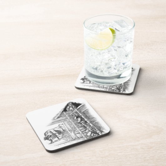 Vintages Bull im Stall Untersetzer (Rechte Seite)