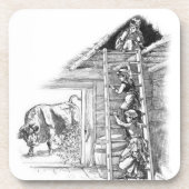 Vintages Bull im Stall Untersetzer (Vorderseite)