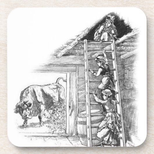 Vintages Bull im Stall Untersetzer (Vorderseite)