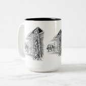 Vintages Bull im Stall Zweifarbige Tasse (Vorderseite Links)